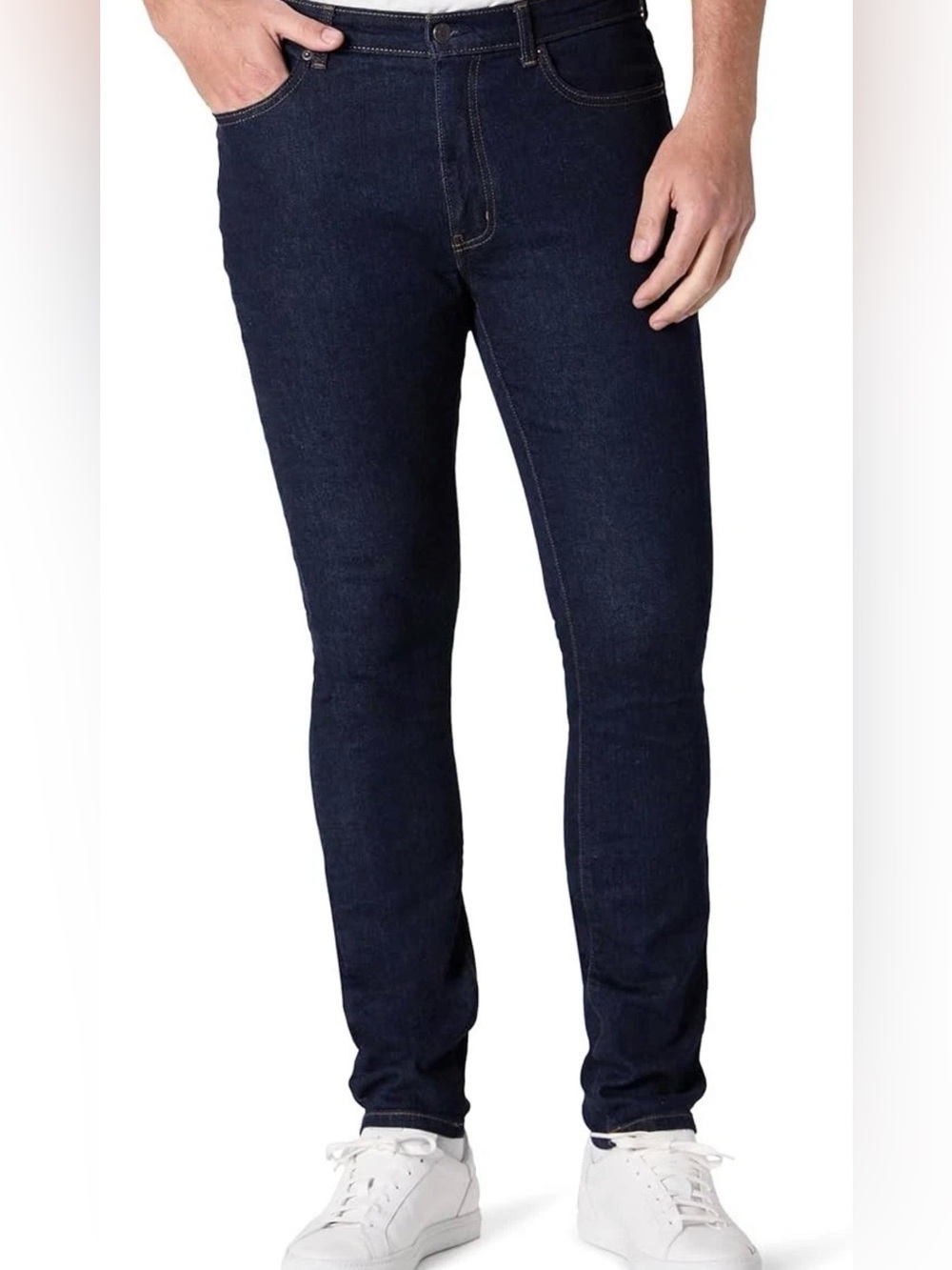 Men’s 36x32 Amazon Essentials Skinny Fit Jeans Dark Blue Denim 5 Pocket EUC
